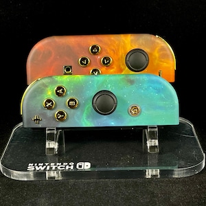 Nebula Galaxy Custom Joycons with Chrome Gold Buttons