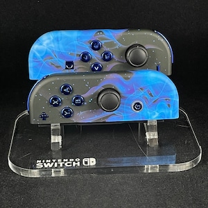 Blue Flame Nintendo Joycons with Chrome Blue Buttons