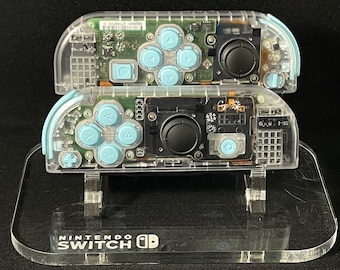 Transparent Custom Nintendo Joycons with Heaven Blue buttons