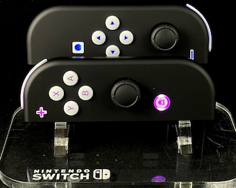 Joy-Cons negros personalizados de Nintendo con LED RGB/7 colores + modos de parpadeo e iluminación
