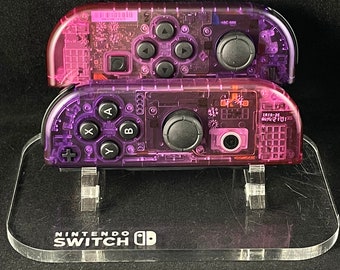 Atomic Purple & Rose Red Custom Nintendo Joycons with stock buttons