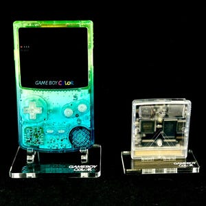 Custom Transparent Blue & Green Glow-in-the-Dark Game Boy Color – Retro Nintendo Handheld Console