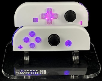 Joy-Cons Nintendo brancos personalizados com D-Pad de LED