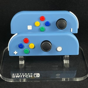 Airforce Blue with Rainbow & White buttons Joycon set