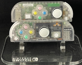 Transparent Custom Nintendo Joycons with Pastel hearts & white accents