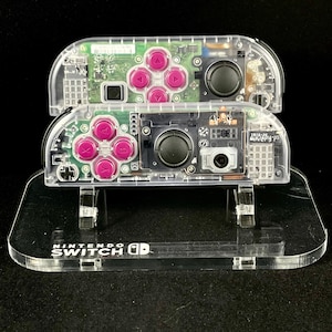 Transparent Custom Joycons  With Rose Red directional buttons