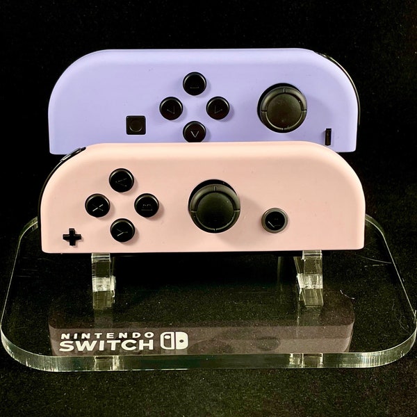 Pink & Violet Custom Pastel Nintendo Joycon Set with All Black buttons