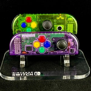 Purple & Green Custom Joycons with Rainbow Buttons