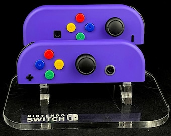 Dark Purple Custom Nintendo Joycons With rainbow Buttons