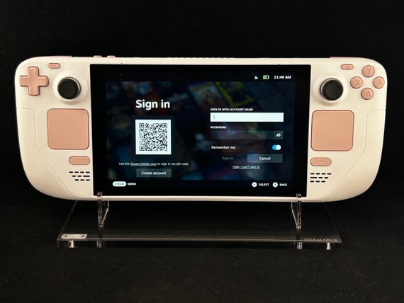 Custom White Steam Deck with Cherry Blossom Pink Buttons