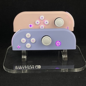 Cherry Blossom Pink & Light Violet Nintendo Joycons With White LED Buttons