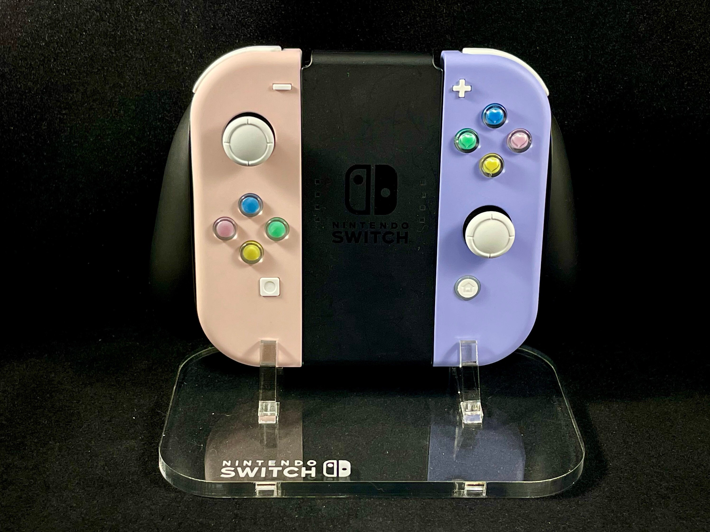 Pink & Violet Custom Pastel Nintendo Joycon Set with Pastel Heart