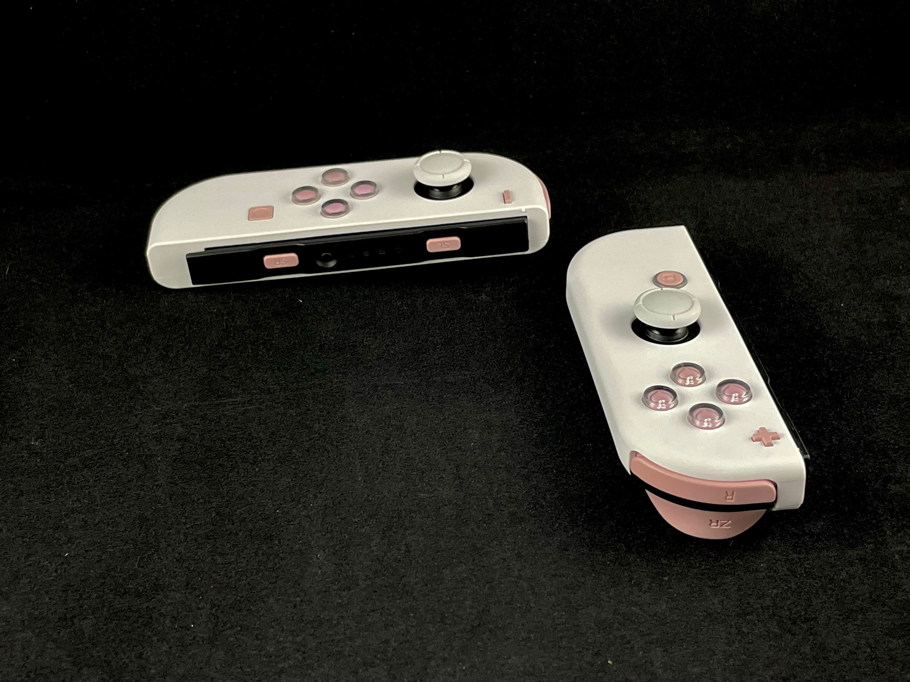 Custom White Nintendo Joycons with Pink Pastel Heart buttons — Your