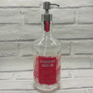 Strawberry Laces Gin Bottle Dispenser | Soap Pump Dispenser | Gin Soap Bottle | Bathroom Decor | Upcycled Gin Gift