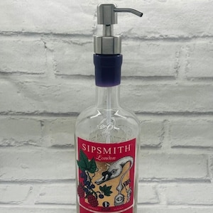 Sipsmith Very Berry Gin Bottle Dispenser | Soap Pump Dispenser | Gin Soap Bottle | Bathroom Kitchen Decor | Upcycled Gin Gift