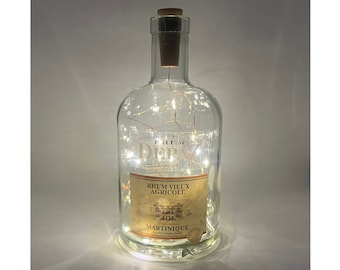 Depaz Rum Bottle Lamp | Warm / Bright LED Lights | Light Up Rum Bottle | Cork Fairy Lights | Upcycled Rum Gift