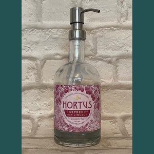 Hortus Raspberry Gin Bottle Dispenser | Soap Pump Dispenser | Gin Soap Bottle | Bathroom Kitchen Decor | Upcycled Gin Gift