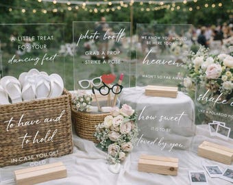 Clear Acrylic Wedding Signs | Wedding Station Signs | Wedding Reception Signage | Modern Wedding Decor