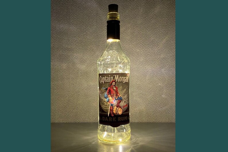Captain Rum Bottle Lamp Warm LED Lights Light up Etsy