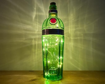 Tanqueray No.10 Gin Bottle Lamp | Warm/ Bright LED Lights | Light Up Gin Bottle | Cork Fairy Lights | Upcycled Gin Gift