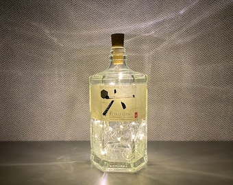 Roku Gin Bottle Lamp | Warm/ Bright LED Lights | Light Up Gin Bottle | Cork Fairy Lights | Upcycled Gin Gift
