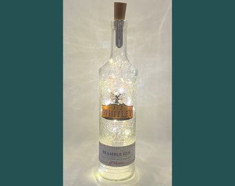 JJ Whitley Bramble Gin Bottle Lamp | Warm / Bright LED Lights | Light Up Gin Bottle | Cork Fairy Lights | Upcycled Gin Gift