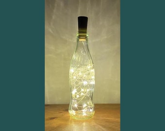 Coca Cola Bottle Lamp | Warm/ Bright LED Lights | Light Up Bottle | Cork Fairy Lights | Upcycled Coca Cola Gift