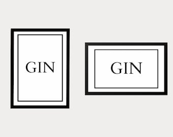 Gin Wall Print | Printable Poster | Gin Wall Art | Gin Gift | Kitchen Wall Decor | Black and White Wall Print