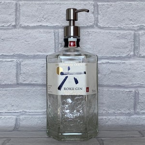 Roku Gin Bottle Dispenser | Soap Pump Dispenser | Gin Soap Bottle | Bathroom Kitchen Decor | Upcycled Gin Gift