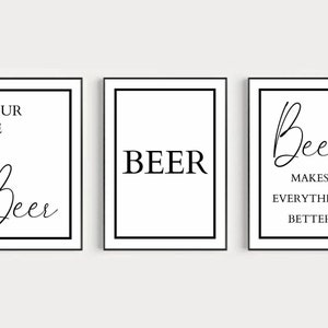 The Beer Collection | Beer Wall Prints | Printable Posters | Beer Wall Art | Black and White Wall Prints | Kitchen Wall Decor