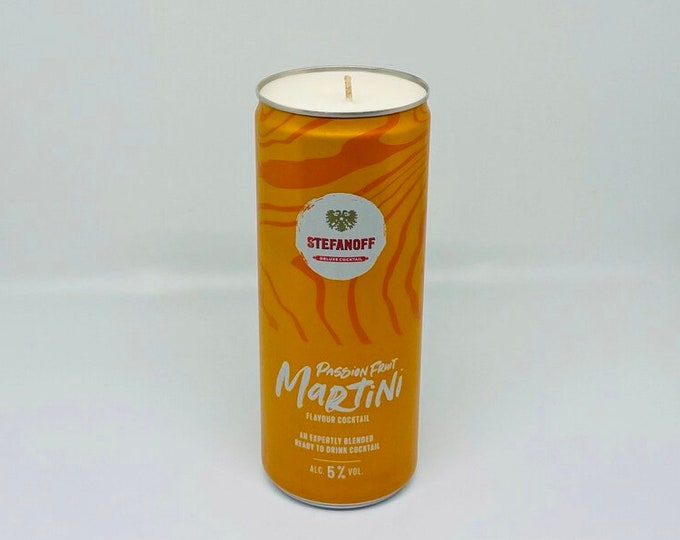 Stefanoff Passion Fruit Martini Can Candle | Custom Scented Candle | Handpoured Soy Wax Candle | Upcycled Cocktail Gift