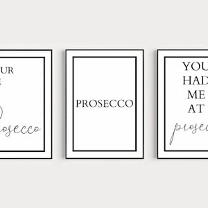 The Prosecco Collection | Prosecco Wall Prints | Printable Posters | Prosecco Wall Art | Black and White Wall Prints | Kitchen Wall Decor