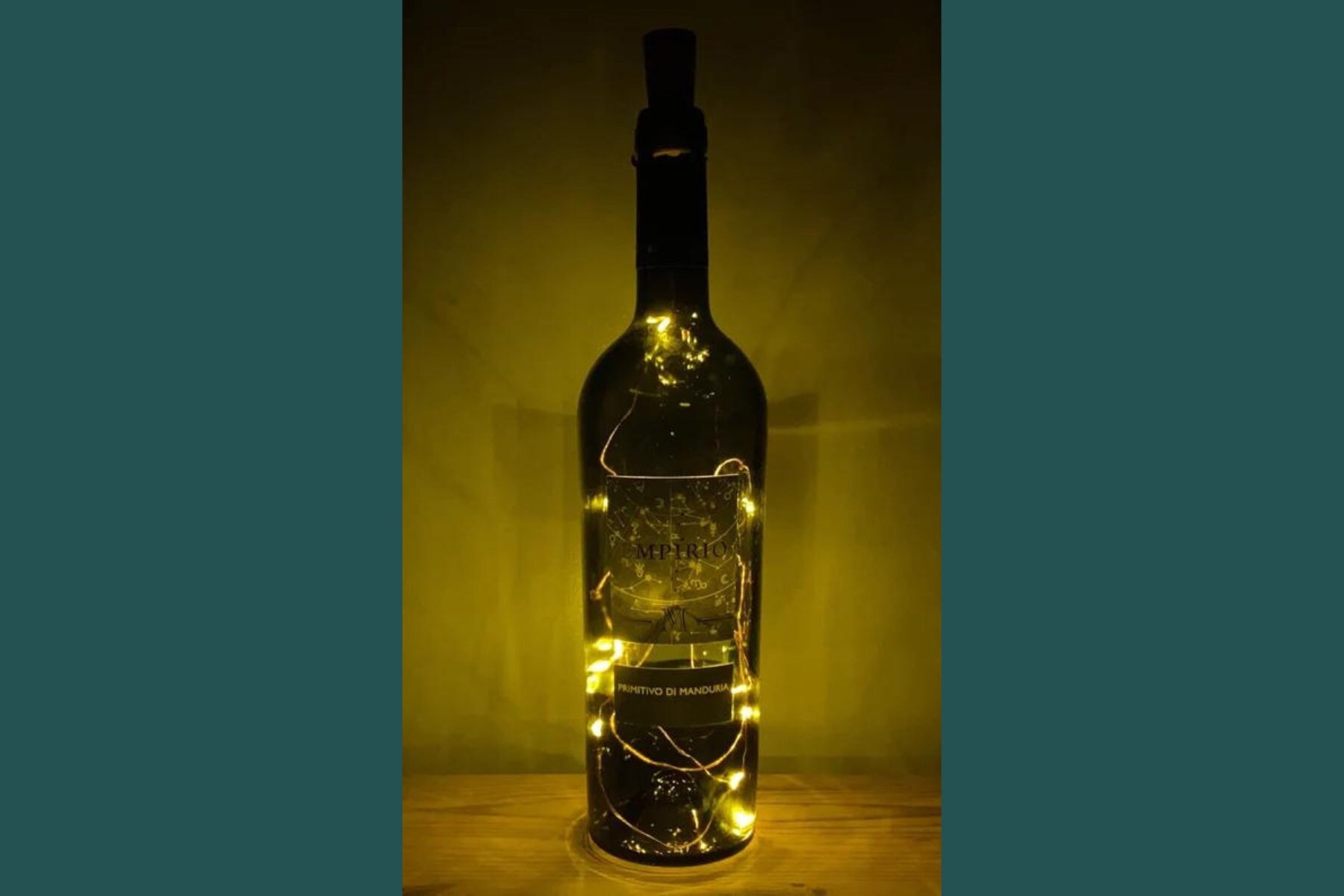 lampe pour bouteille de vin empirio | lumières led chaudes/lumineuses bouteille lumineuse guirlandes en liège cadeau recyclé