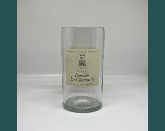 Domaine La Chautarde Wine Bottle Candle | Wine Bottle Vase | Cut Wine Bottle | Upcycled Wine Gift