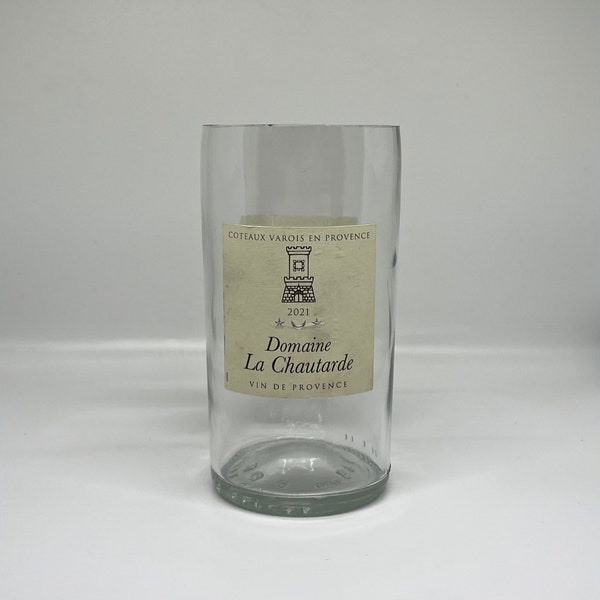 Domaine La Chautarde Wine Bottle Candle | Wine Bottle Vase | Cut Wine Bottle | Upcycled Wine Gift