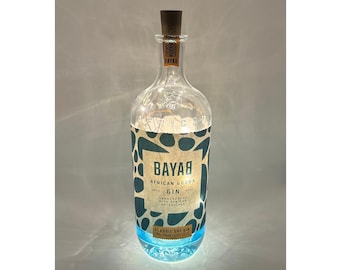Bayab Gin Bottle Lamp | Warm/ Bright LED Lights | Light Up Gin Bottle | Cork Fairy Lights | Upcycled Gin Gift