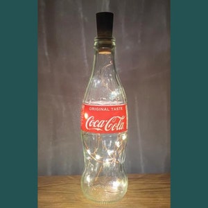 Coca Cola Bottle Lamp | Warm / Bright LED Lights | Light Up Bottle | Cork Fairy Lights | Upcycled Cocktail Gift