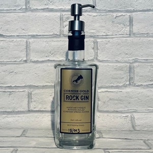 Cornish Rock Gin Bottle Dispenser | Soap Pump Dispenser | Gin Soap Bottle | Bathroom Kitchen Decor | Upcycled Gin Gift