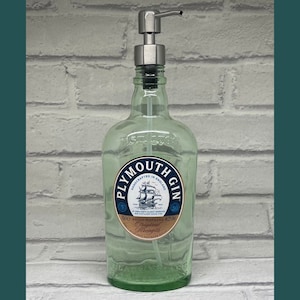Plymouth Gin Bottle Dispenser | Soap Pump Dispenser | Gin Soap Bottle | Bathroom Kitchen Decor | Upcycled Gin Gift
