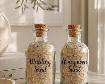 Personalised Wedding Sand Bottle | Honeymoon Sand Keepsake | Beach Memory Bottle | Custom Glass Sand Jar | Wedding Gift