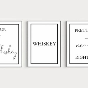 The Whiskey Collection | Whiskey Wall Prints | Printable Posters | Whiskey Wall Art | Black and White Wall Prints | Kitchen Wall Decor