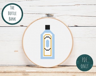 Bombay Sapphire Gin Bottle Cross Stitch Pattern | PDF Cross Stitch Pattern | Gin Wall Art | Gin Lover Craft | Alcohol Cross Stitch Design
