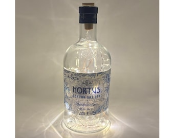 Hortus Gin Bottle Lamp | Warm / Bright LED Lights | Light Up Gin Bottle | Cork Fairy Lights | Upcycled Gin Gift
