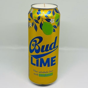 Bud Lime alkoholfreie Bierdosenkerze | Individuelle Duftkerze | Handgegossene Sojawachskerze | Upcycled-Bier-Geschenk