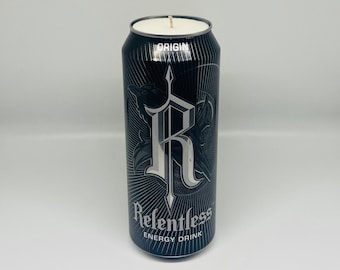 Candela Relentless Energy Can / Candela profumata personalizzata / Candela in cera di soia versata a mano / Regalo scherzoso riciclato
