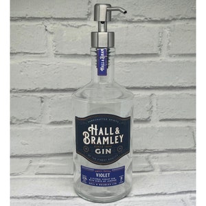 Hall and Bramley Violet Gin Bottle Dispenser | Soap Pump Dispenser | Gin Soap Bottle | Bathroom Kitchen Decor | Upcycled Gin Gift
