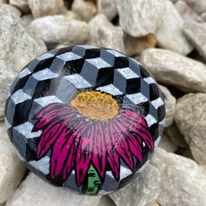 Geometric floral river stone
