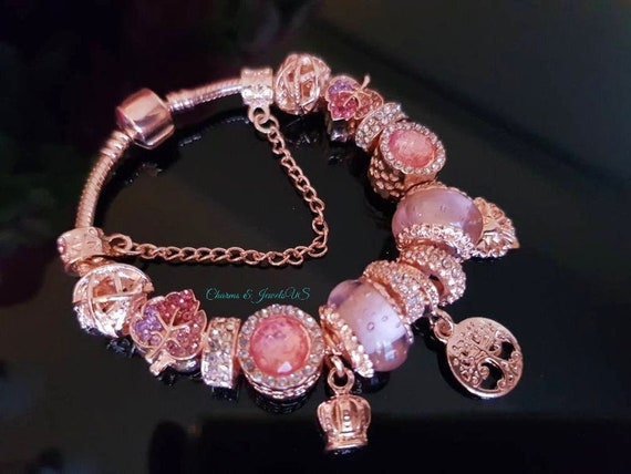 Pandora Inspired Charm Bracelet-rose 
