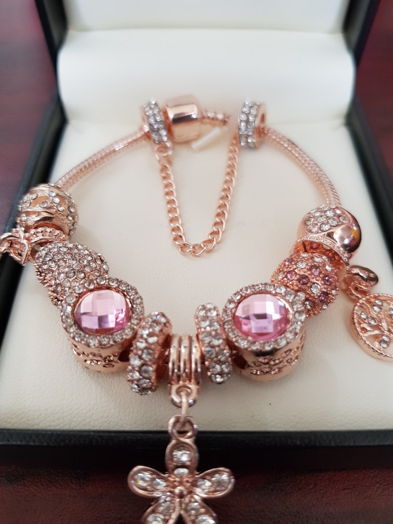 Pandora Inspired Charm Bracelet-Rose Gold Charm Bracelet | Etsy