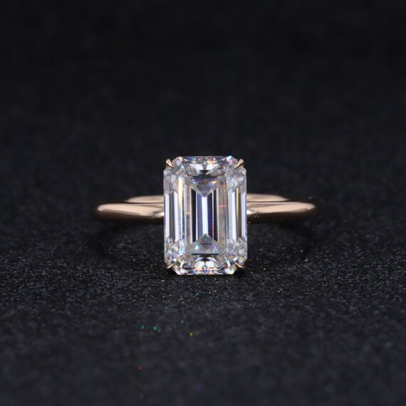 710mm Emerald Cut Ring. Genuine Moissanite Ring. Emerald Cut | Etsy